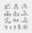 Gardening and Planting Vector Line Icons