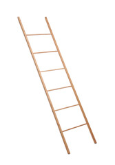 Modern wooden ladder isolated on white. Construction tool