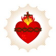 Sacred Heart of Jesus Christ, Lord and Savior of the world. Cross in the flame of the Holy Spirit, crown of thorns and holy blood.