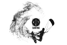 Kitesurfing And Kiteboarding. Silhouette Of A Kitesurfer. Man In A Jump Performs A Trick. Big Air Competition. Vector Illustration. Thanks For Watching