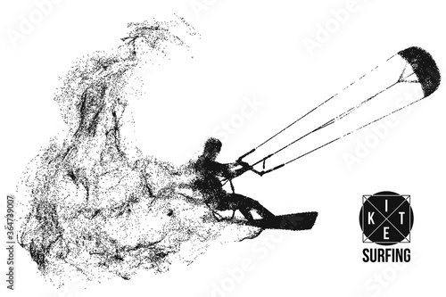 Plakaty Kitesurfing  kitesurfing-i-kiteboarding-sylwetka-kitesurfera-freeride-konkurencji-wektor-chory