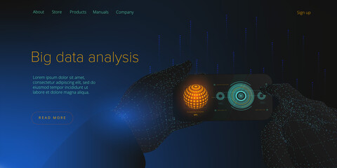 Wall Mural - big data technology in isometric vector illustration. information storage and analysis system. digit