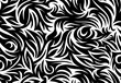 © codexserafinius - Seamless tattoo floral tribal background. Black enveloping loop pattern repeatable zembra camouflage maze.