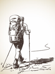 Wall Mural - man trekking