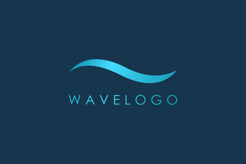 Poster - Abstract Wave Logo. Blue Light Sea Water Wave isolated on Blue Background. Usable for Business and Nature Logos. Flat Vector Logo Design Template Element