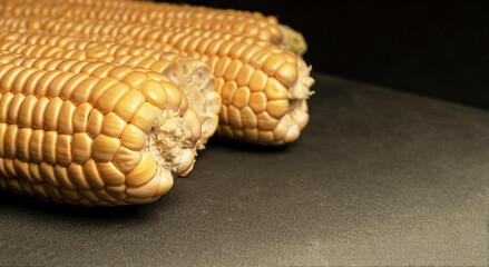 Wall Mural - Sweet fresh corn on black background