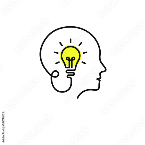 Human Head With Bulb Creating A New Idea Icon Innovation Symbol Concept Isolated On White Background Vector Illustration Stock Vector Adobe Stock