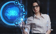 © photon_photo - Business, Technology, Internet and network concept. Young businessman working on a virtual screen of the future and sees the inscription: Legal advice