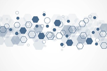 Wall Mural - hexagonal abstract background. big data visualization. global network connection. medical, technolog