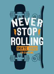 Wall Mural - Skateboard vector illustrations with cool slogans for t-shirt print and other uses.