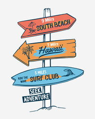 Wall Mural - signboard on a beach concept. for t-shirt and other uses