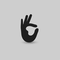 Creative hand and heart shape abstract logo design.Hand Ok symbol icon