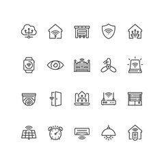 Poster - Set of smart home icons in line style.