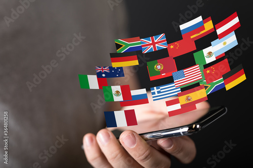 national flags of different countries. Fototapet