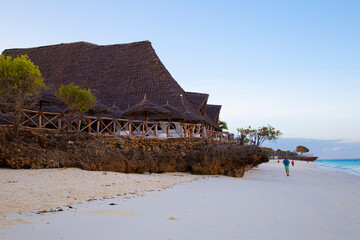 Wall Mural - Beach resort at the morning. Village  Nungwi. Zanzibar island.