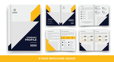 8 Pages creative business brochure template and simple & minimal design template	

