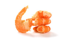 Big Size Dry Shrimps On A White Background