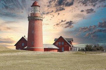 Wall Mural - Beautiful scenery of the Bovbjerg Lighthouse in Lemvig, Denmark