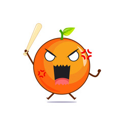 Cute orange character got angry isolated on white background. Orange character emoticon illustration