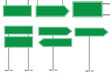 © Полякевич Олена - Road green sign. Street empty sign from the boards. Traffic direction indicator. Empty signboards in the form of sterlok. Stock Photo.