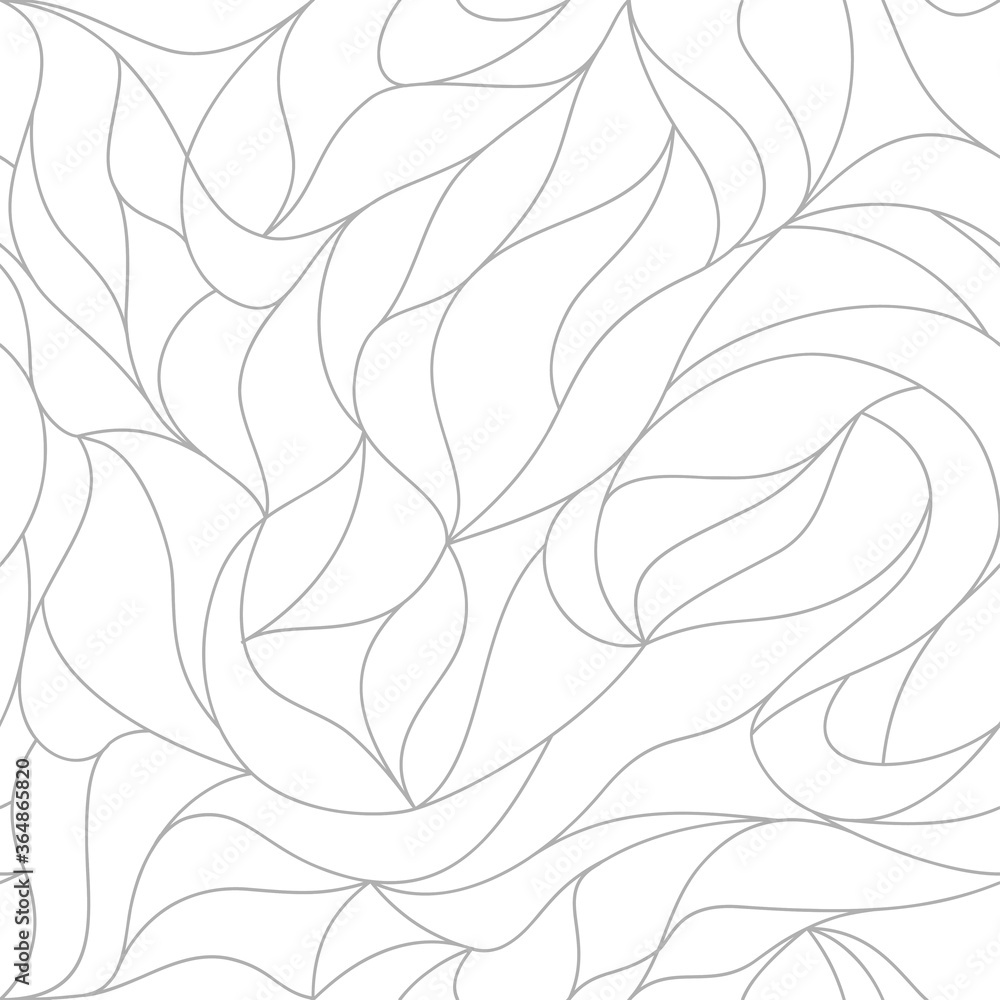 Vector leaves of a seamless pattern. Floral organic background. line drawn wallpapers - obrazy, fototapety, plakaty 