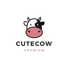 Cute Cow Logo Vector Icon Illustration