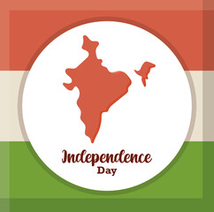 Wall Mural - India map in national flag , India independence day