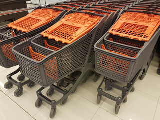 cart pushcarts in a super market