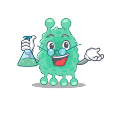 Sticker - caricature character of azotobacter vinelandii smart Professor working on a lab