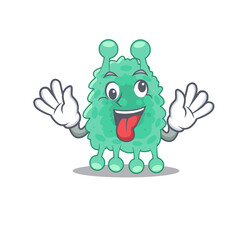 Sticker - A mascot design of azotobacter vinelandii having a funny crazy face