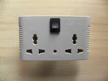 Small White Color 3 Pin Wireless Surge Protector With 2 Sockets, Switch And LED Indicator