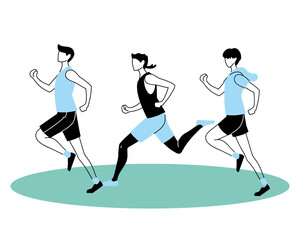 Wall Mural - men in sportswear for running