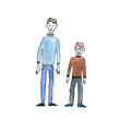 © Elena - Tall and short men. Watercolor illustration isolated on white.