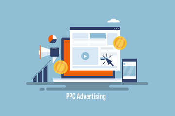 ppc advertising, pay per click marketing campaign, business investing on paid digital advertising. c
