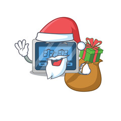 Sticker - Cartoon design of digital timer Santa having Christmas gift