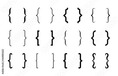 Fotografía Various curly brackets flat icon set