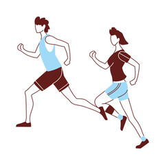 Wall Mural - couple wearing sportswear for running