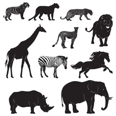 Poster - set of wild animal silhouettes