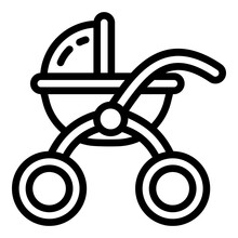 Baby Pram Icon. Outline Baby Pram Vector Icon For Web Design Isolated On White Background