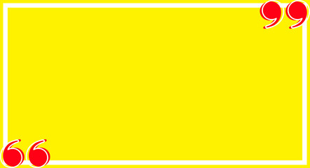 banner frame yellow with red quotation symbol, quote box frame simple and cute, quote boxes for template design text info, speech bubble square frame and bracket red for copy space, commas frame