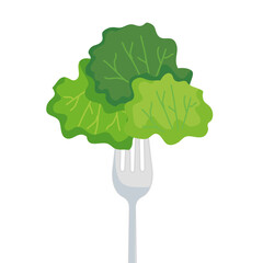 Wall Mural - lettuce on fork design, Vegetable organic food healthy fresh natural and market theme Vector illustration