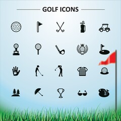 Sticker - golf icons collection