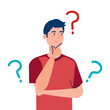 © Gstudio - Man avatar thinking with question marks design, Idea creativity genius and imagination theme Vector illustration