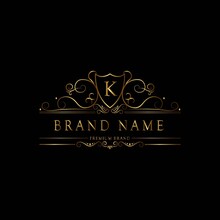 K Premium Luxury Gold Monogram Logo. K Letter Logo. K Monogram Luxury Gold Logo.