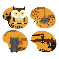 Canvas Print - halloween animal set