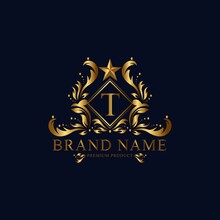 T Premium Luxury Gold Monogram Logo. T Letter Logo. T Monogram Luxury Gold Logo.