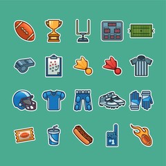 Sticker - set of american football icons