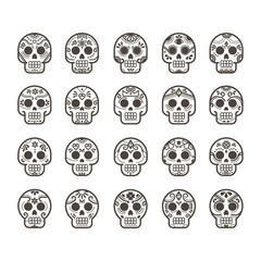 Wall Mural - skull icon set