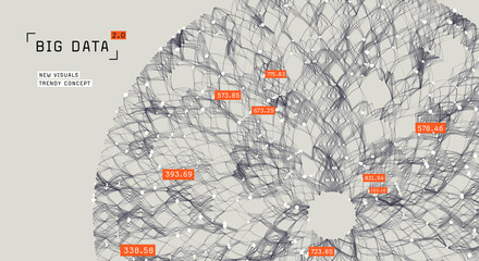 Abstract big data visualization. Cloud computing concept. Creative technology background. Information clustering. Communication network