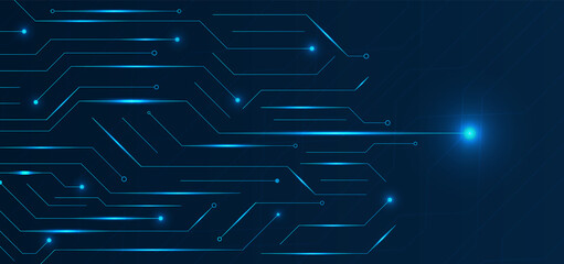 Technology circuit board design modern line blue shine light glow background
